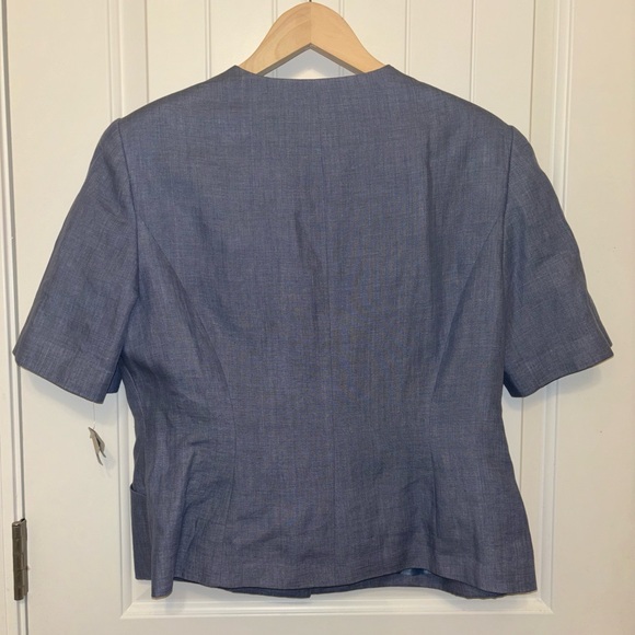 Talbots Linen Short Sleeve Button Blue Jacket Size 12 NWT - Picture 3 of 6